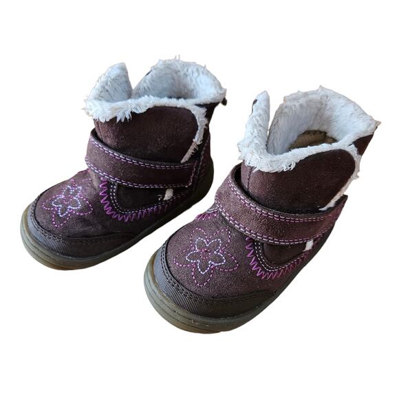 Stride Rite Other - Stride Rite Surprize Arliss Girl's Faux Fur Lined Shoes Brown Pink Baby Size 3
